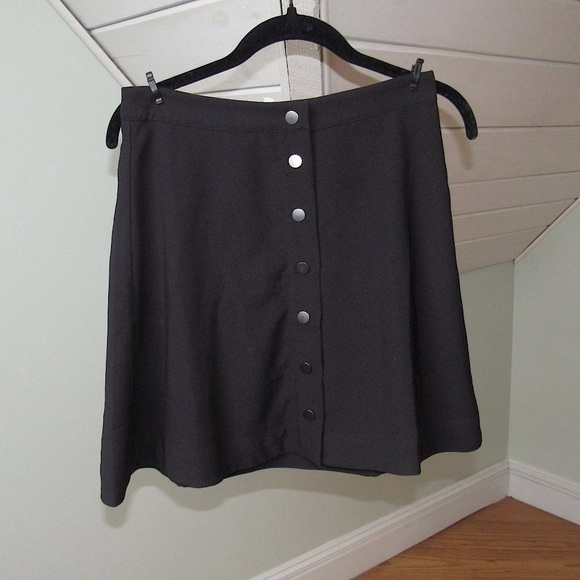 Avec Les Filles Black Mini Skirt Womens 0 Button Down Front - Picture 2 of 7